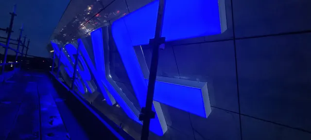 Blue LED illumination behind the PKF lettering