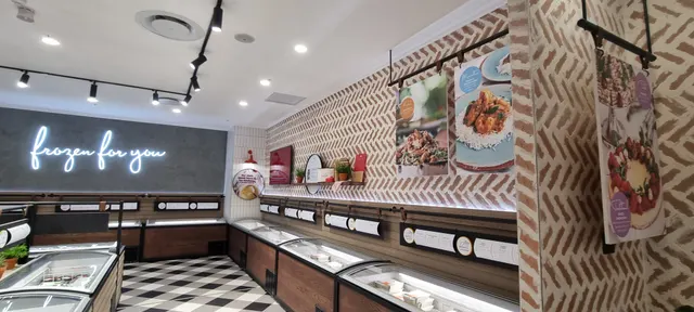 Food graphics and freezer display details at Frozen for You Bedford Centre