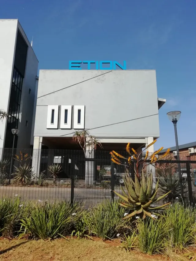 Etion roofline lettering seen from below
