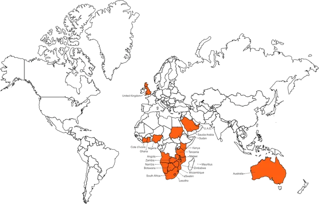 Map from the Sunata project archive showing locations of completed work