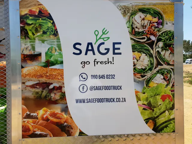 Sage Food Truck food photography and printed branding on a display board