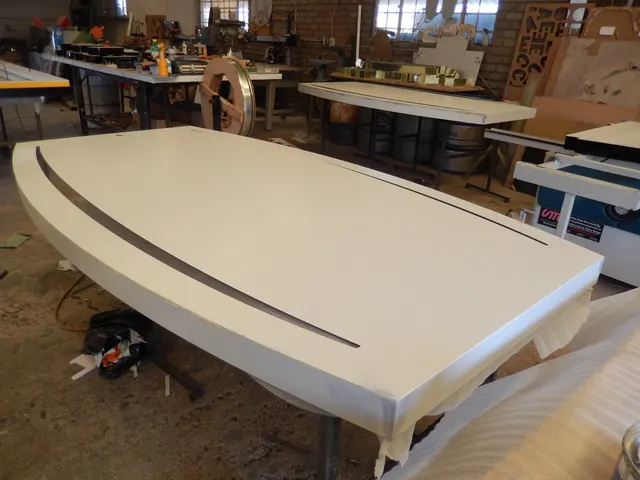 KEG sign panel during fabrication in the workshop