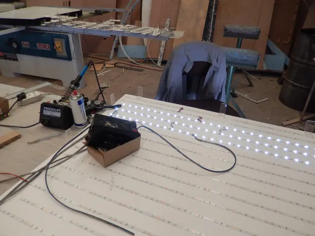 LED modules and wiring laid out inside a fabricated letter