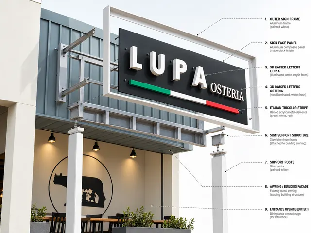 Illustrative exploded view of Lupa signage