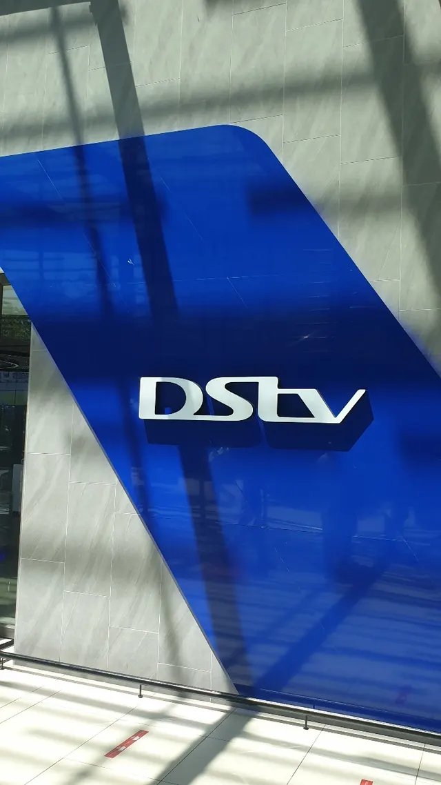 Blue DSTV shopfront detail